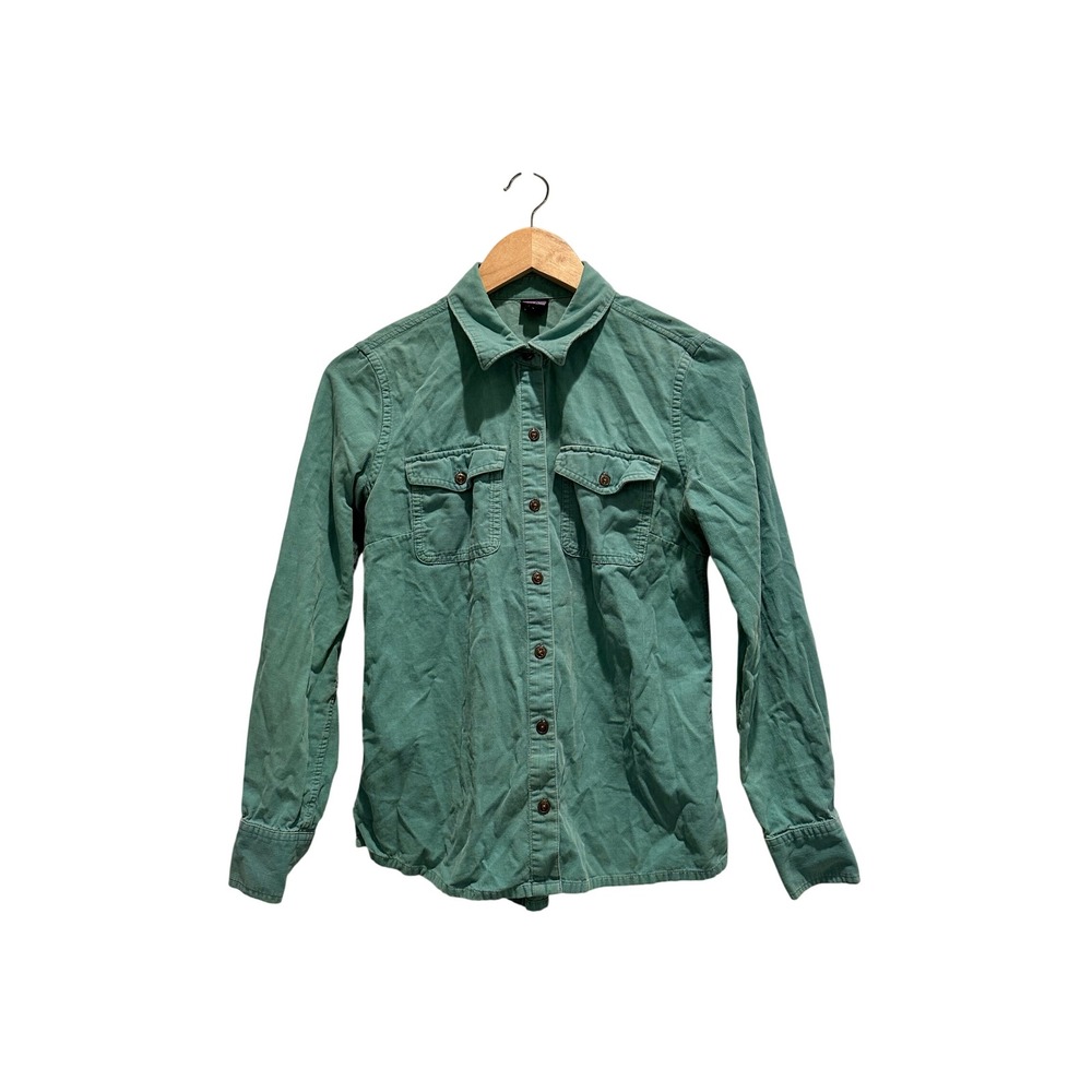 Patagonia Women Green Organic Cotton Corduroy Button Down Shirt Size 0‎